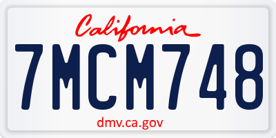 CA license plate 7MCM748