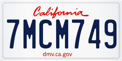 CA license plate 7MCM749