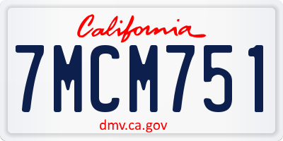 CA license plate 7MCM751