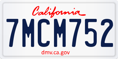 CA license plate 7MCM752