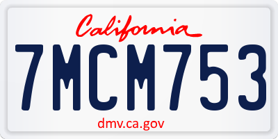 CA license plate 7MCM753