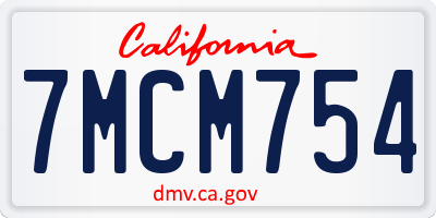 CA license plate 7MCM754