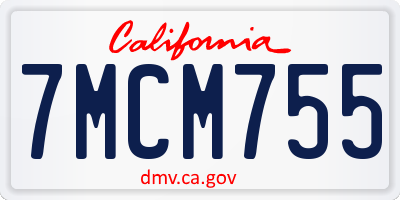 CA license plate 7MCM755