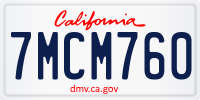 CA license plate 7MCM760