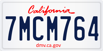 CA license plate 7MCM764