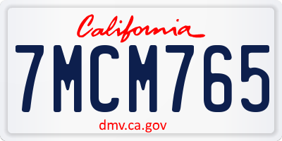 CA license plate 7MCM765