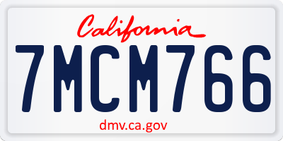 CA license plate 7MCM766