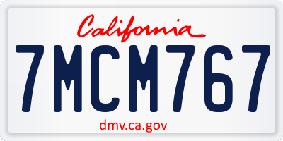 CA license plate 7MCM767