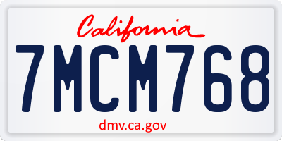 CA license plate 7MCM768