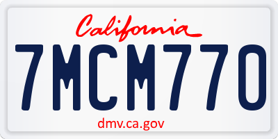 CA license plate 7MCM770