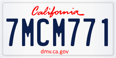 CA license plate 7MCM771