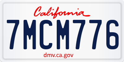 CA license plate 7MCM776