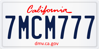 CA license plate 7MCM777
