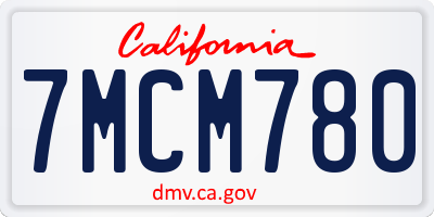 CA license plate 7MCM780