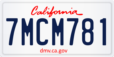 CA license plate 7MCM781