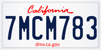 CA license plate 7MCM783