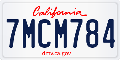 CA license plate 7MCM784