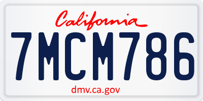 CA license plate 7MCM786