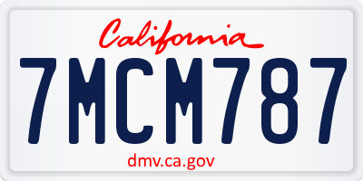 CA license plate 7MCM787