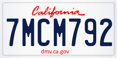 CA license plate 7MCM792