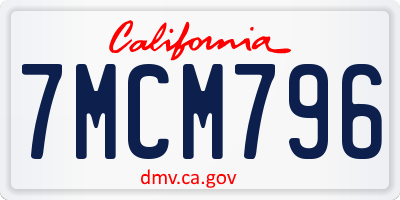 CA license plate 7MCM796