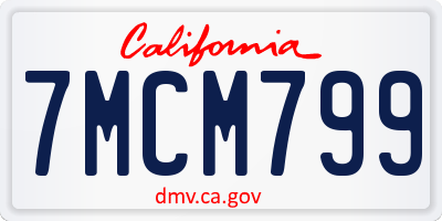 CA license plate 7MCM799