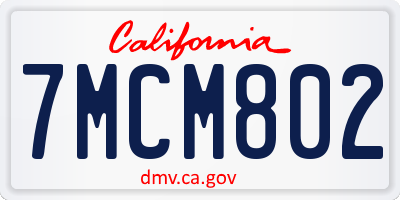 CA license plate 7MCM802