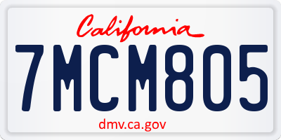 CA license plate 7MCM805