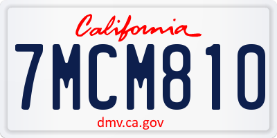 CA license plate 7MCM810