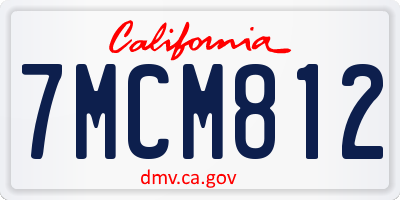 CA license plate 7MCM812