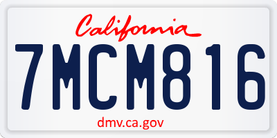CA license plate 7MCM816
