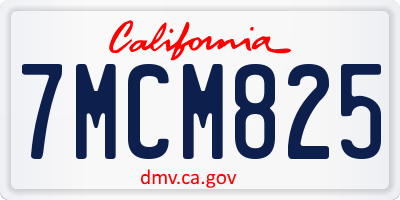 CA license plate 7MCM825