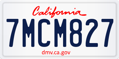 CA license plate 7MCM827