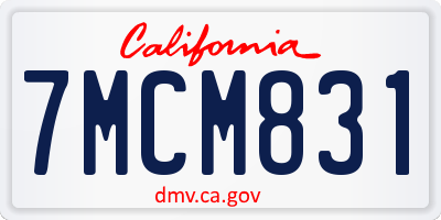 CA license plate 7MCM831