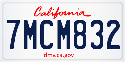 CA license plate 7MCM832