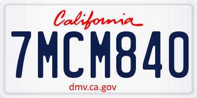 CA license plate 7MCM840