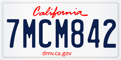 CA license plate 7MCM842