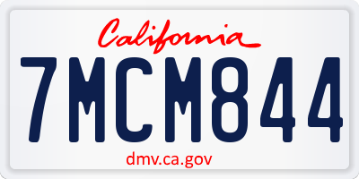 CA license plate 7MCM844