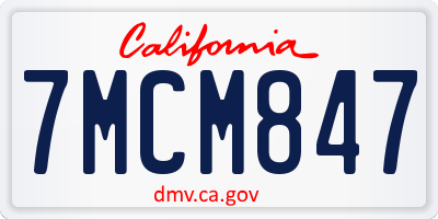 CA license plate 7MCM847