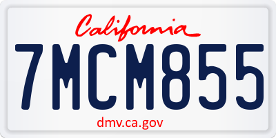 CA license plate 7MCM855
