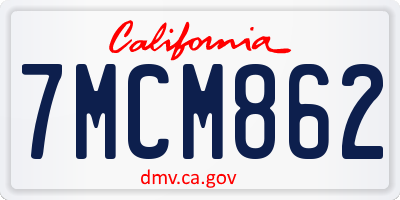 CA license plate 7MCM862