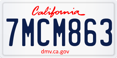 CA license plate 7MCM863