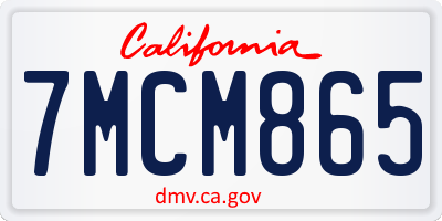 CA license plate 7MCM865