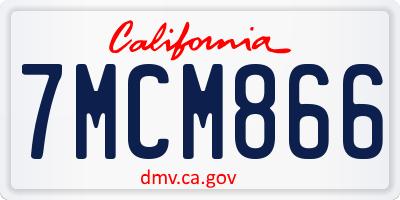 CA license plate 7MCM866