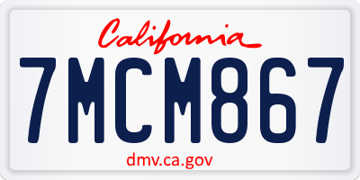CA license plate 7MCM867