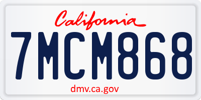 CA license plate 7MCM868