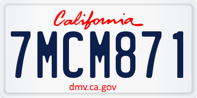 CA license plate 7MCM871