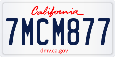 CA license plate 7MCM877