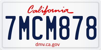 CA license plate 7MCM878