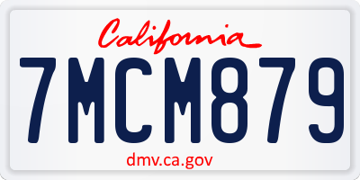 CA license plate 7MCM879